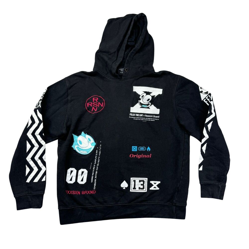 Felix The Cat Hoodie Men's Large Black Reason Brand Limited Edition Long Sleeve